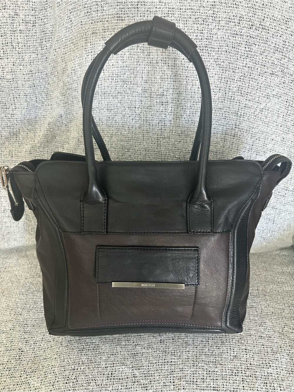 Walter Baker Two-Tone Black & Brown Satchel